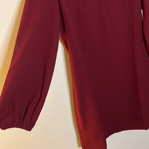 Eliza J Mock Neck Balloon Sleeve Crepe Shift Dress- Wine Size 8 - Picture 5 of 8